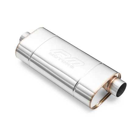 Sportowy Tłumik Przelotowy EM002 Eliptyczny – Bez Przetłoczenia, Uniwersalny, Stal Kwasoodporna T304