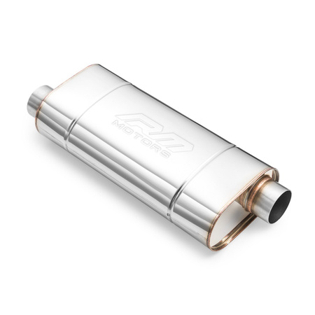 Sportowy Tłumik Przelotowy EM003 Eliptyczny – Bez Przetłoczenia, Uniwersalny, Stal Kwasoodporna T304