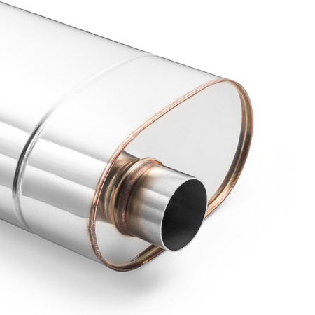 Sportowy Tłumik Przelotowy E003 Eliptyczny – Bez Przetłoczenia, Uniwersalny, Stal Kwasoodporna T304