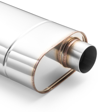 Sportowy Tłumik Przelotowy EM005 Eliptyczny – Bez Przetłoczenia, Uniwersalny, Stal Kwasoodporna T304