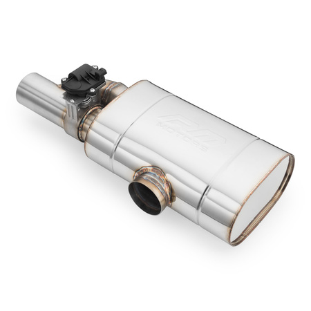 Tłumik przelotowy poprzeczny z zaworem elektrycznym EV04 76/350/E/L 