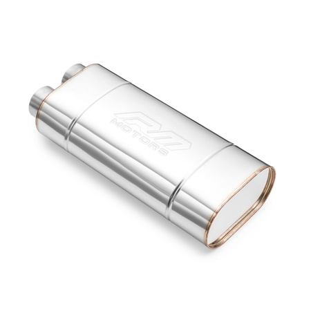 Sportowy Tłumik Przelotowy EM010 Eliptyczny – Bez Przetłoczenia, Uniwersalny, Stal Kwasoodporna T304