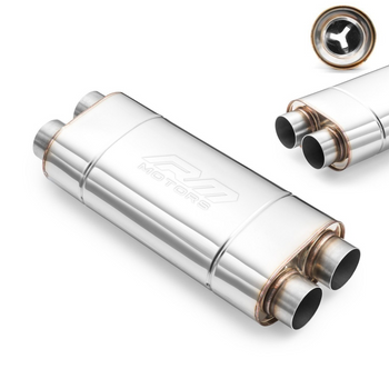 Sportowy Tłumik Przelotowy EM006 Eliptyczny – Przetłoczony, Uniwersalny, Stal Kwasoodporna T304