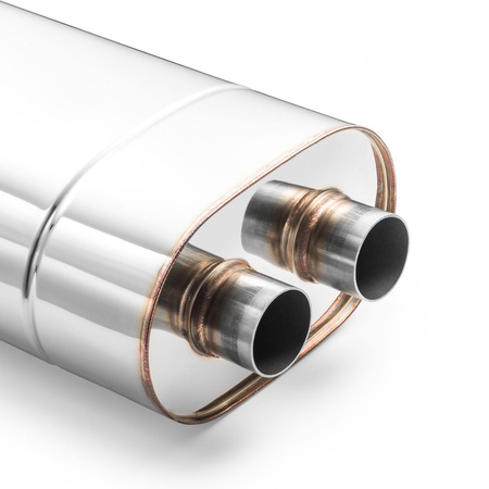 Sportowy Tłumik Przelotowy E005 Eliptyczny – Przetłoczony, Uniwersalny, Stal Kwasoodporna T304