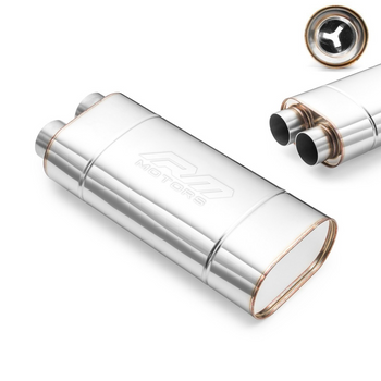 Sportowy Tłumik Przelotowy EM010 Eliptyczny – Przetłoczony, Uniwersalny, Stal Kwasoodporna T304