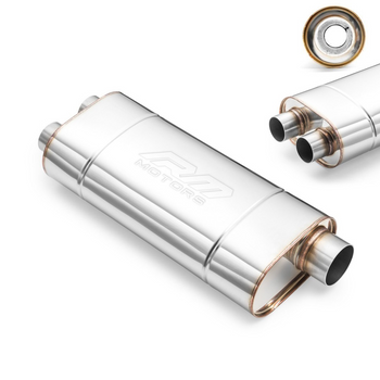 Sportowy Tłumik Przelotowy EM005 Eliptyczny – Bez Przetłoczenia, Uniwersalny, Stal Kwasoodporna T304