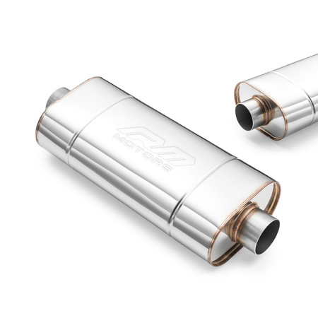 Sportowy Tłumik Przelotowy EM001 Eliptyczny – Bez Przetłoczenia, Uniwersalny, Stal Kwasoodporna T304