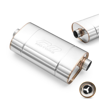 Sportowy Tłumik Przelotowy E002 Eliptyczny – Przetłoczony, Uniwersalny, Stal Kwasoodporna T304