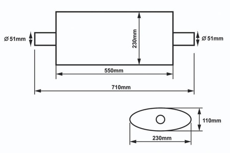 Tłumik środkowy 51mm/550mm SLIDE 304SS