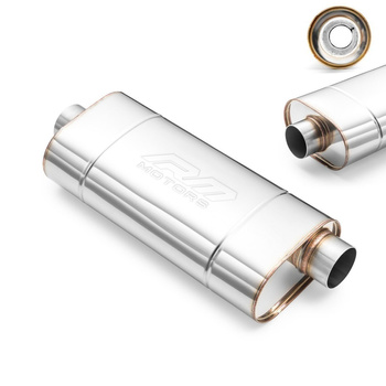 Sportowy Tłumik Przelotowy EM002 Eliptyczny – Bez Przetłoczenia, Uniwersalny, Stal Kwasoodporna T304