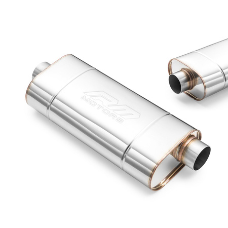 Sportowy Tłumik Przelotowy EM002 Eliptyczny – Bez Przetłoczenia, Uniwersalny, Stal Kwasoodporna T304