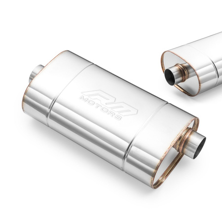 Sportowy Tłumik Przelotowy E002 Eliptyczny – Bez Przetłoczenia, Uniwersalny, Stal Kwasoodporna T304