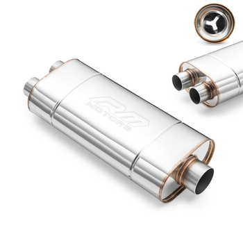 Sportowy Tłumik Przelotowy EM004 Eliptyczny – Przetłoczony, Uniwersalny, Stal Kwasoodporna T304