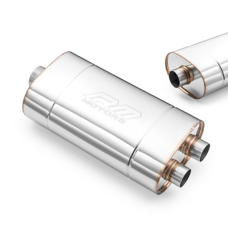 Sportowy Tłumik Przelotowy E004 Eliptyczny – Przetłoczony, Uniwersalny, Stal Kwasoodporna T304