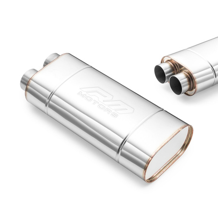 Sportowy Tłumik Przelotowy EM010 Eliptyczny – Przetłoczony, Uniwersalny, Stal Kwasoodporna T304