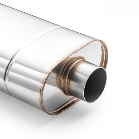 Sportowy Tłumik Przelotowy EM002 Eliptyczny – Bez Przetłoczenia, Uniwersalny, Stal Kwasoodporna T304