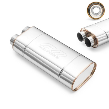 Sportowy Tłumik Przelotowy EM010 Eliptyczny – Bez Przetłoczenia, Uniwersalny, Stal Kwasoodporna T304